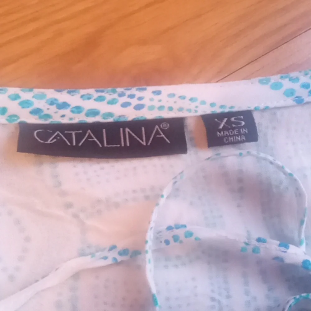 Catalina White and Light Aqua Lace Swim Coverup